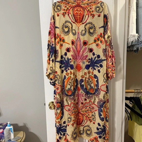 Natural Life Open Front Bohemian Floral Duster Kimono Sz L/XL - Picture 5 of 5